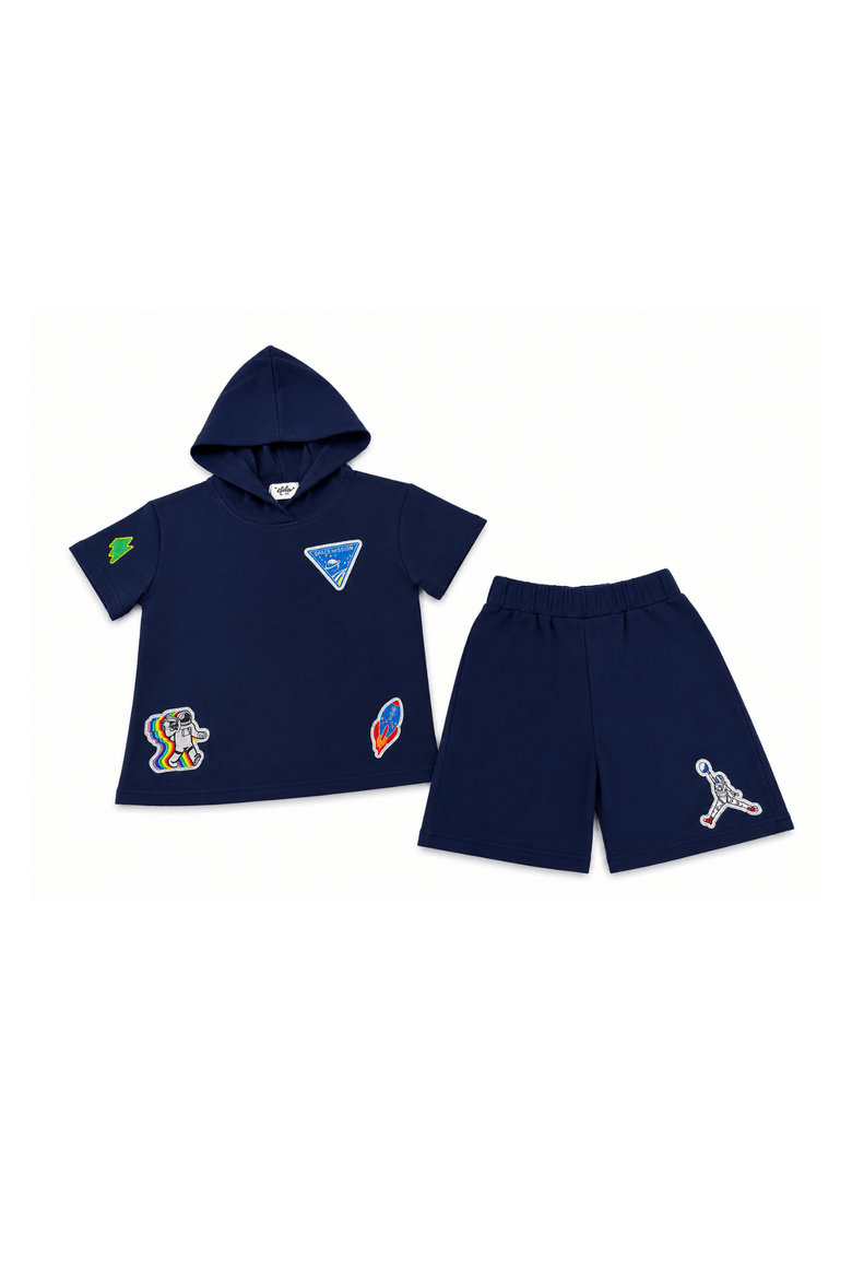 Navy Space Boys Short Set, Main, color, Blue