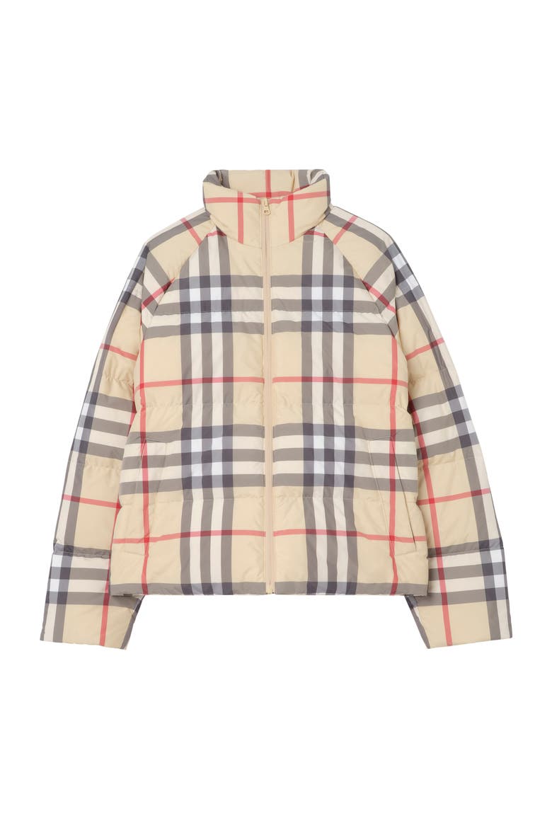 Check Puffer Jacket, Main, color, Pale stone