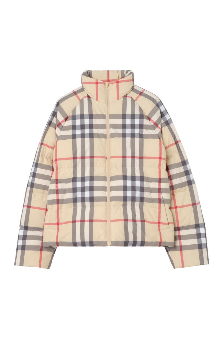 Burberry Check Puffer Jacket, Main, color, Pale Stone