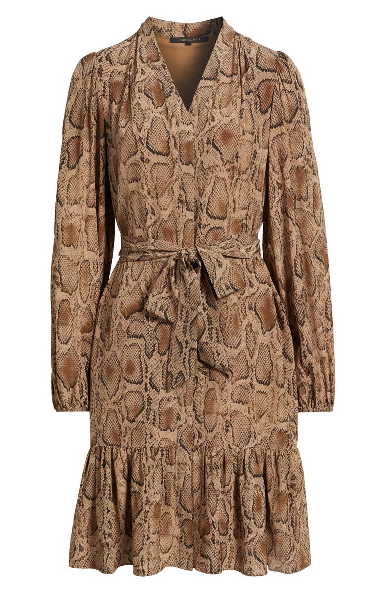 KOBI HALPERIN Samara Snakeskin Print Tie Waist Shirtdress, Main, color, 