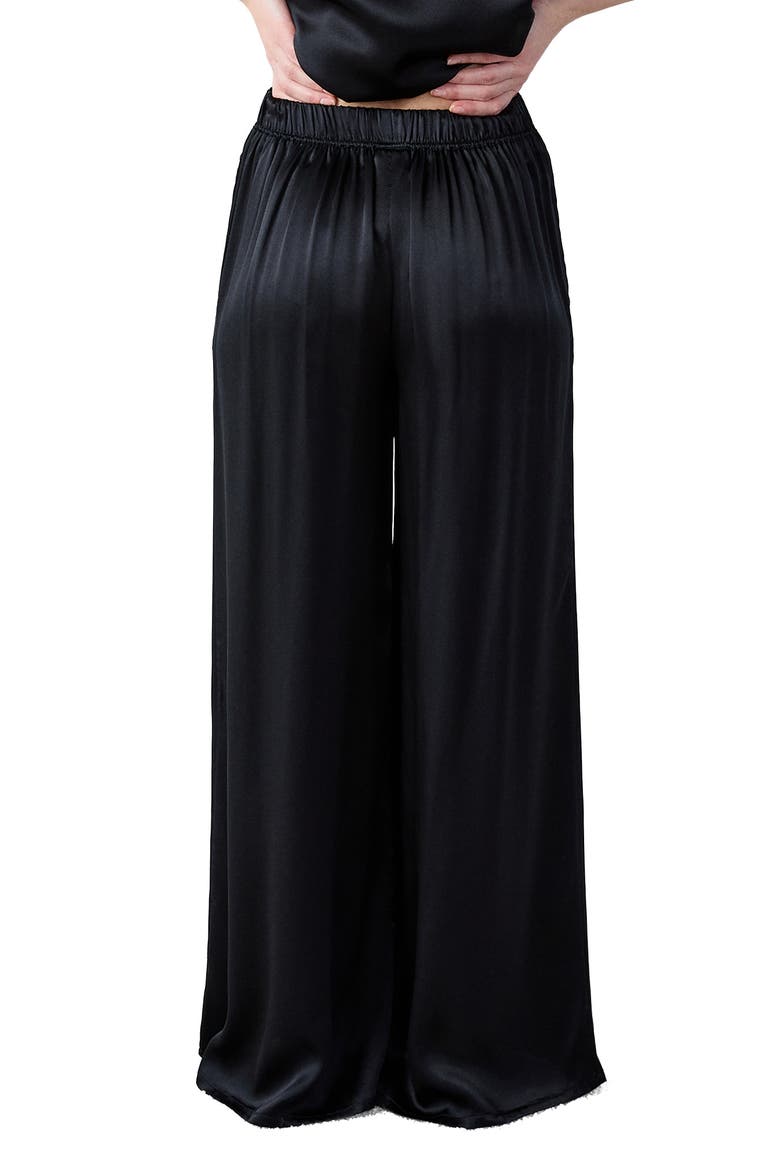 Pearly Silk Wide Leg Pajama Pants, Alternate, color, BLACK