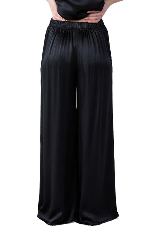 Etam Pearly Silk Wide Leg Pajama Pants In Black