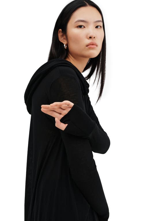 Two Lines By Marcella Berkeley Hooded Tunic Top In Black