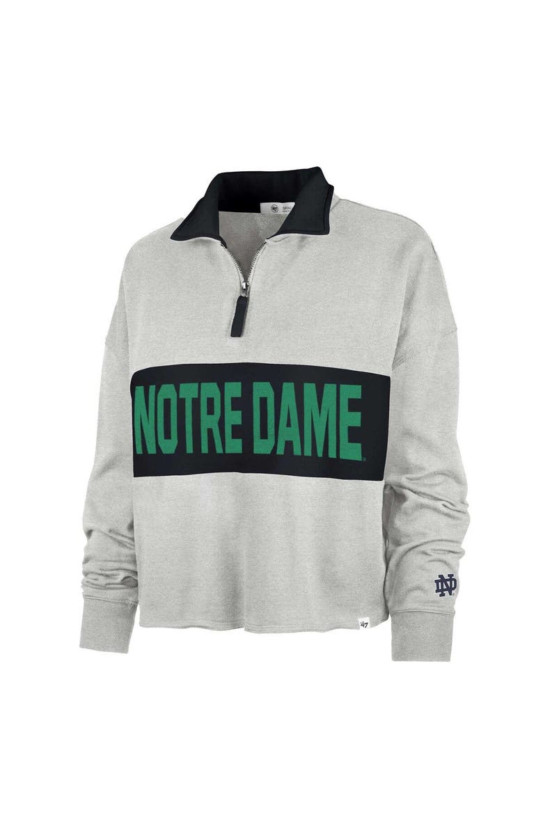 '47 Women's '47 Gray Notre Dame Fighting Irish Next Level Remi Cropped Quarter-Zip Sweatshirt, Alternate, color, 