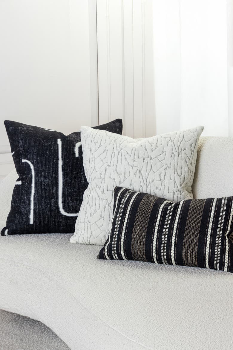 Synchronize Dimensional Chenille Ivory Indoor & Outdoor Woven Accent Pillow, Alternate, color, Ivory