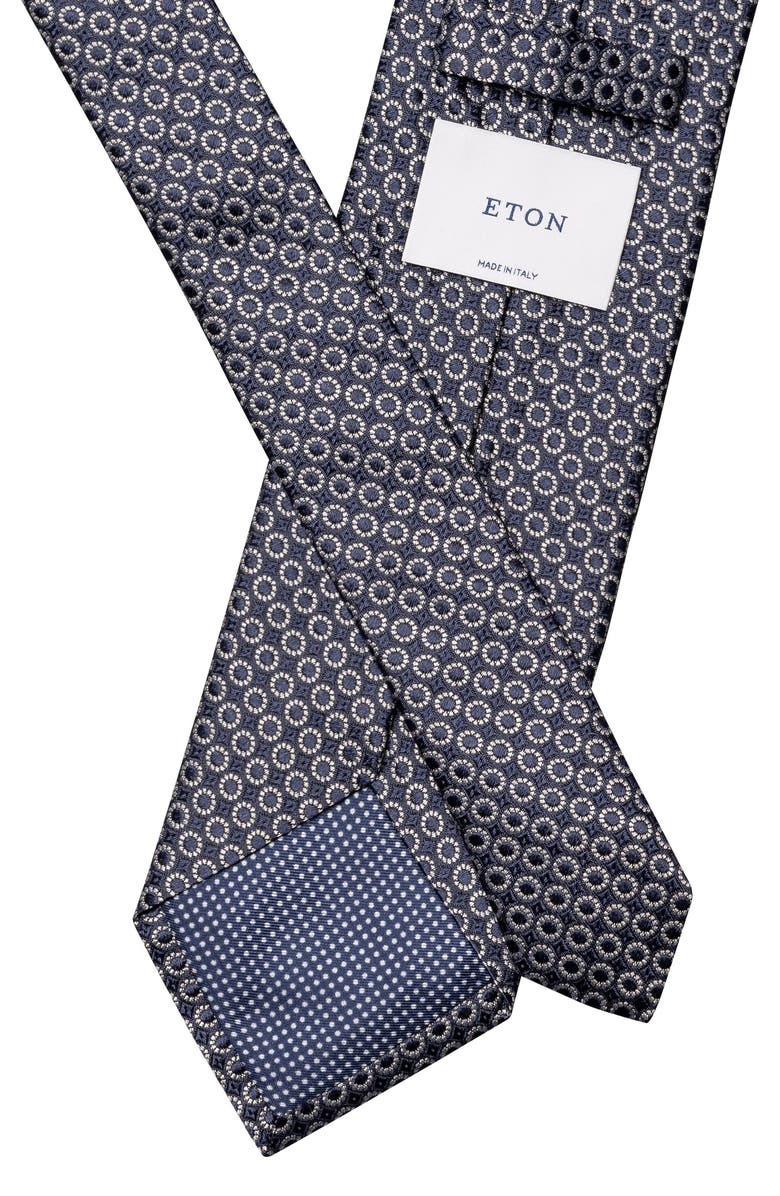 Eton Dot Jacquard Silk Tie, Alternate, color, Navy