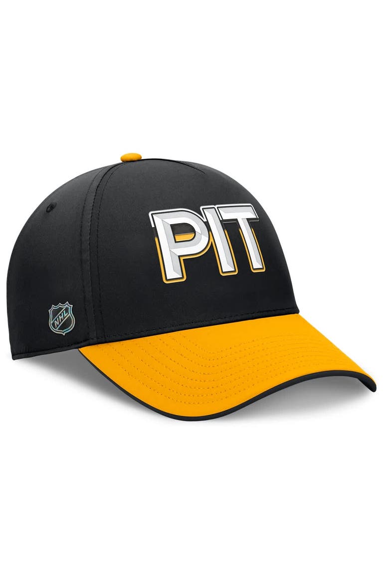 Men's Fanatics Black/Gold Pittsburgh Penguins Authentic Pro Rink Team Code Flex Hat, Alternate, color, Black
