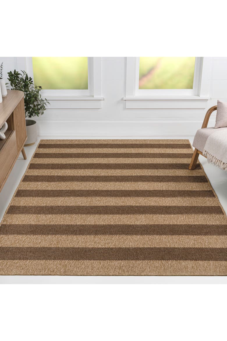 Sutton Easy Jute Modern Geometric Boho Stripe Indoor/Outdoor Area Rug, Alternate, color, Natural/Brown