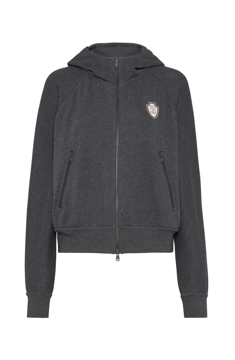 Brunello Cucinelli Pique Sweatshirt with logo, Main, color, 