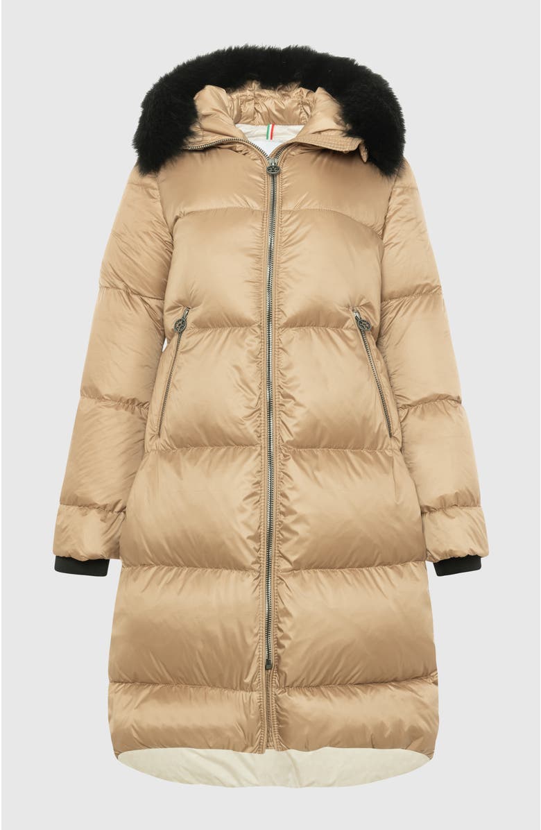 GORSKI Apres-Ski Long Jacket With Detachable Toscana Trim, Alternate, color, Camel/Black