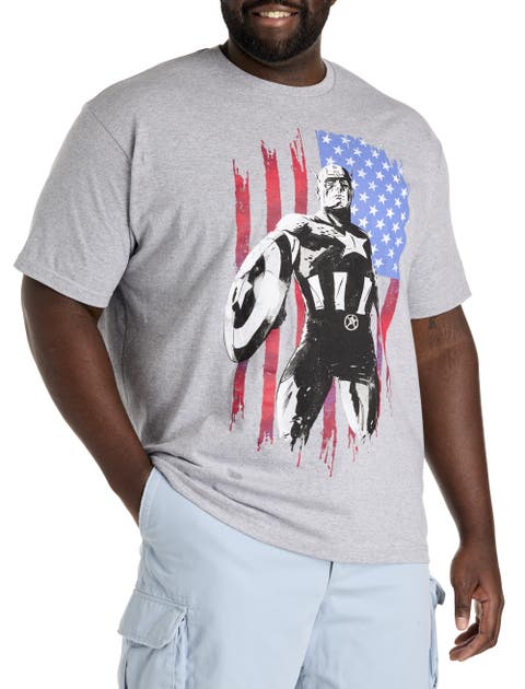 Big & Tall Captain America Flag Graphic Tee