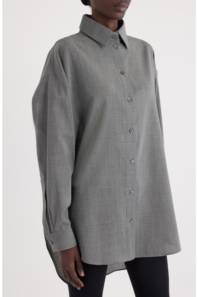 La Chemise d'Homme Oversize Stretch Virgin Wool Button-Up Shirt, Alternate, color, GREY
