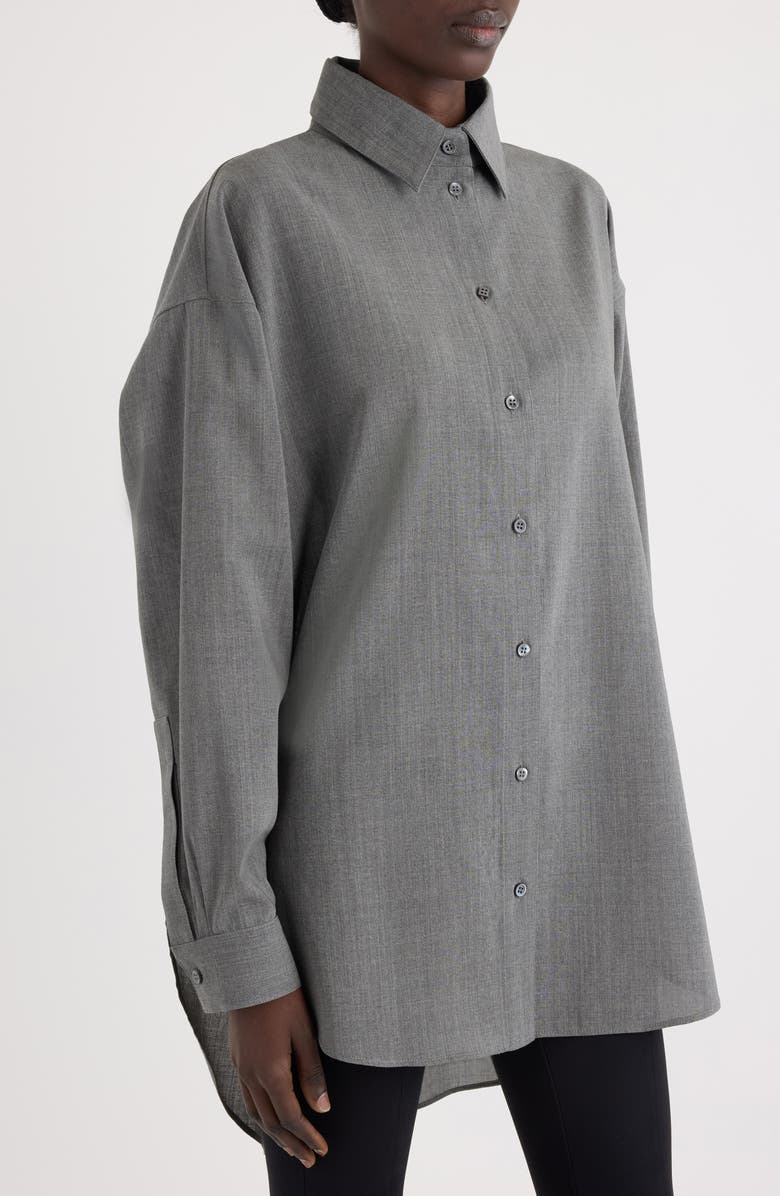 Jacquemus La Chemise d'Homme Oversize Stretch Virgin Wool Button-Up Shirt, Alternate, color, Grey