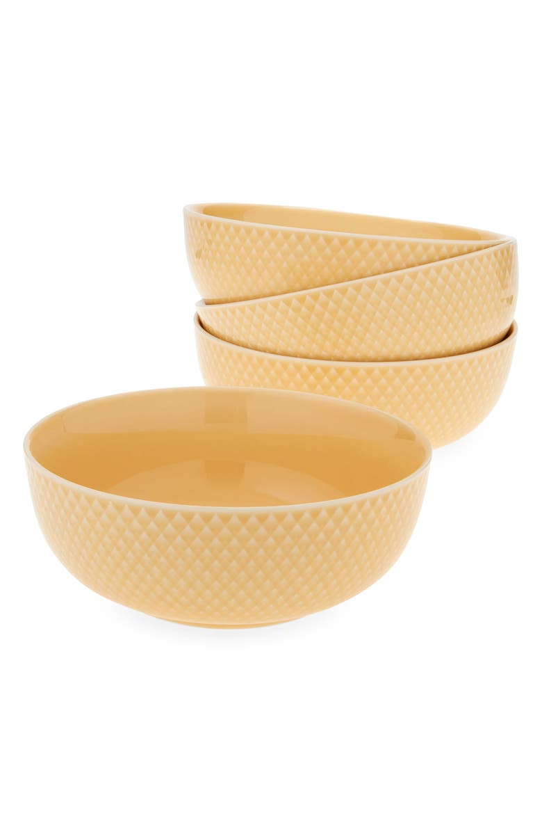 Lyngby Porcelaen Rhombe Color Set of 4 Bowls, Main, color, Sand