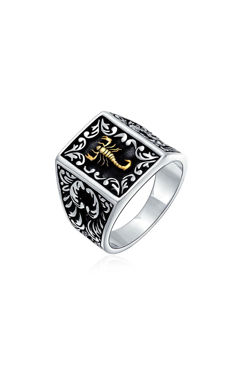 Men's Two-Tone Statement Ring, Alternate, color, SILVER