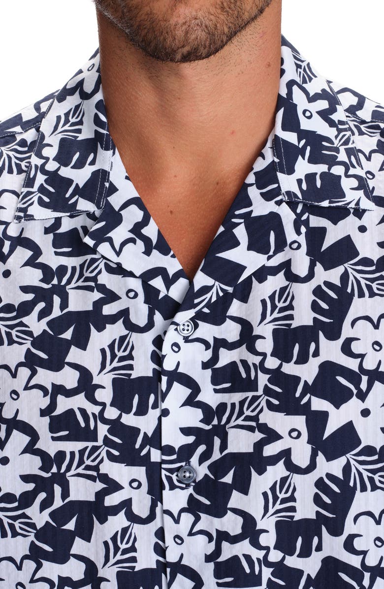 STUDIO GARNET LOS ANGELES Slim Fit Blossom Cotton Seersucker Camp Shirt, Alternate, color,