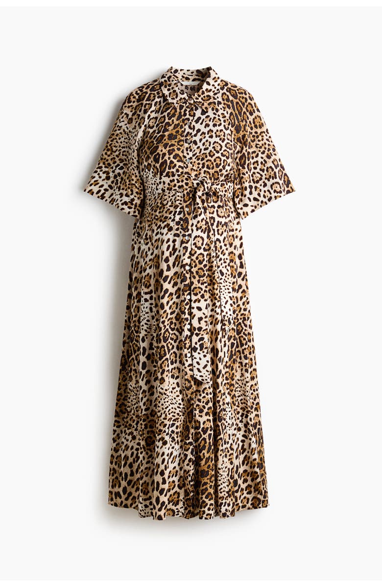 H&M Mama Before & After Shirt Dress, Main, color, Light Beige/Leopard Print