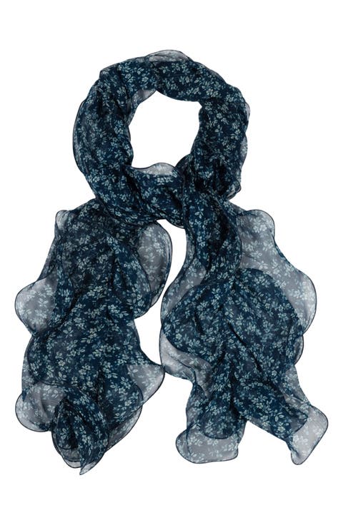 Spring Ditsy Double Ruffle Scarf