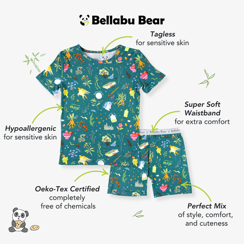 Bellabu Bear Kids Unisex Mandrakes Potions & Herbs 2-piece Short Sleeve & Shorts Pajama Set In Green