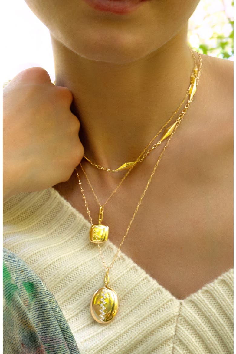 Slim Cushion Locket Necklace, Alternate, color, GOLD