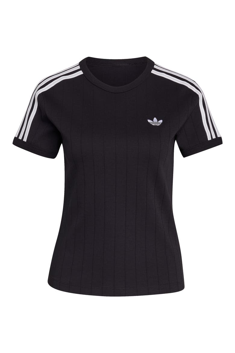 Pinstripe Slim Cotton T-Shirt, Main, color, BLACK/ WHITE/ GREY
