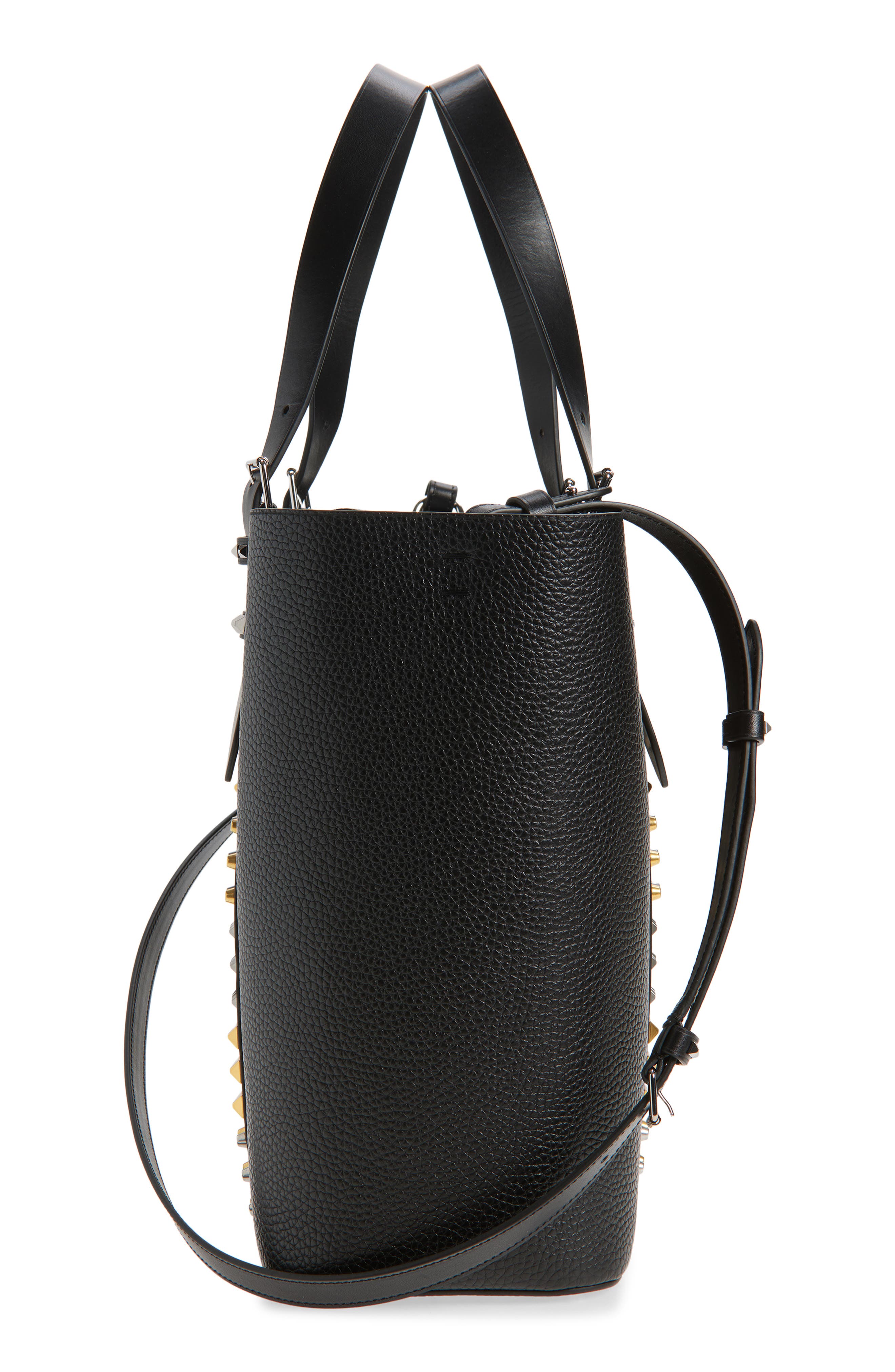 Valentino Medium Rockstud Calfskin Tote, Alternate, color, Black