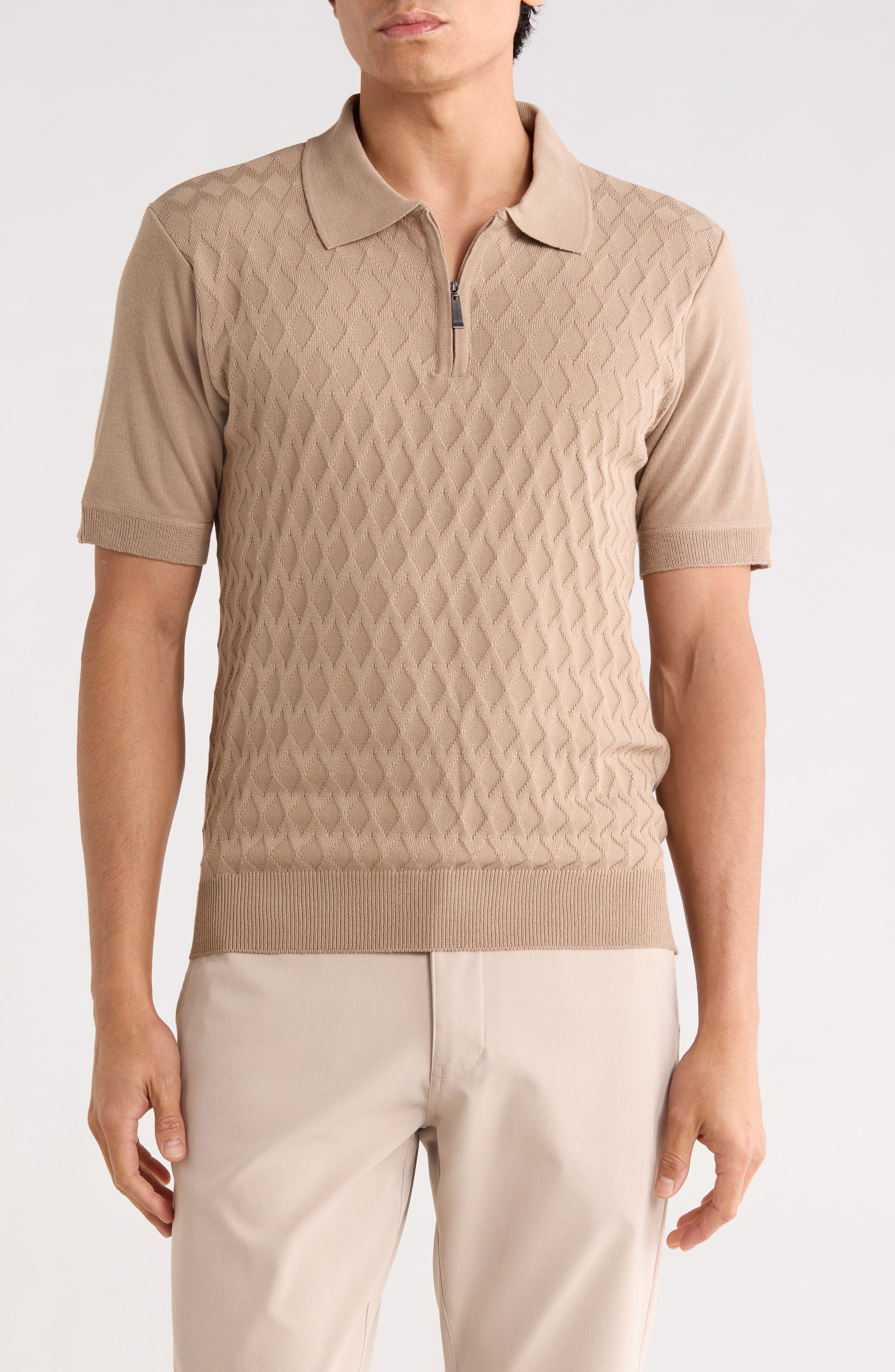 TOM BAINE Half Zip Knit Polo Sweater