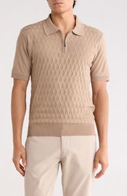 TOM BAINE Half Zip Knit Polo Sweater
