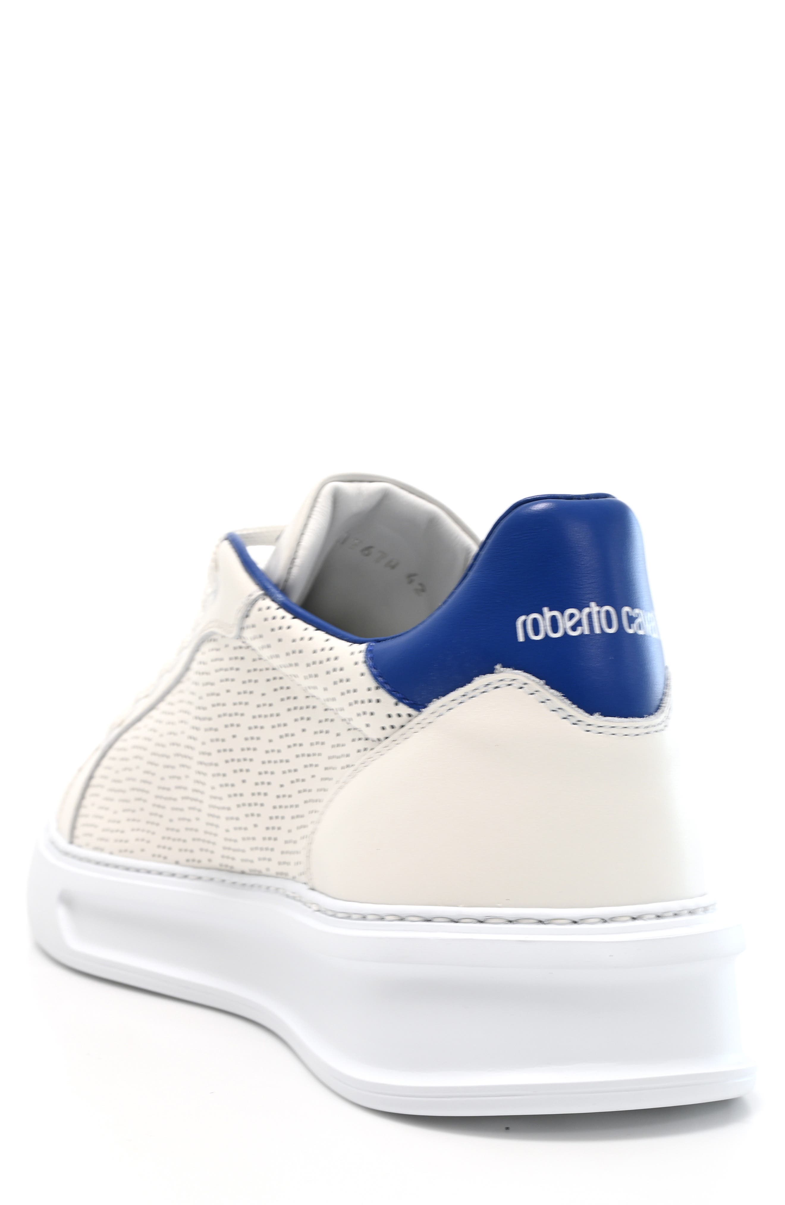 Roberto Cavalli Chucky Low Top Sneaker, Alternate, color, White/ Bluette