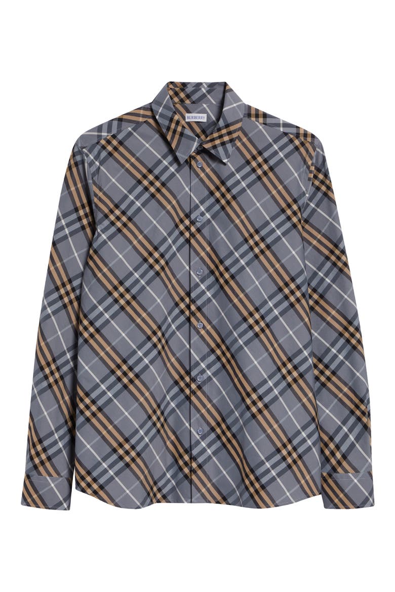 Robert Regular Fit Check Cotton Poplin Button-Up Shirt, Alternate, color, WAVE BLUE IP CHECK