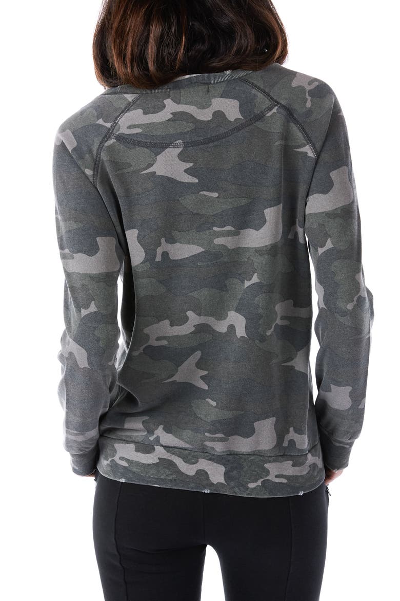 Distressed Camo Sweatshirt, Alternate, color, ARMY CAMO