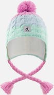Deux par Deux Winter Peruvian Colorblock Cable Pompom Earflap Knit Hat