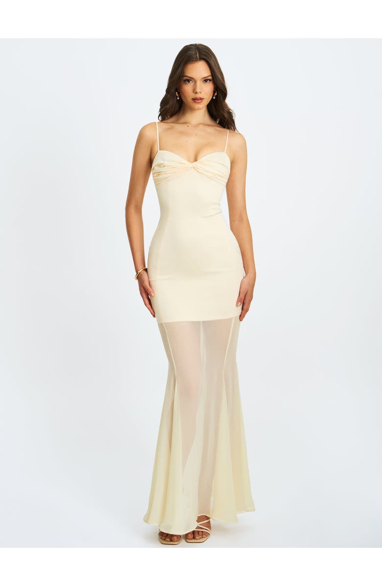 Miss Circle Zayne Ruch Breast Chiffon Mermaid Maxi Dress, Alternate, color, Butter Yellow