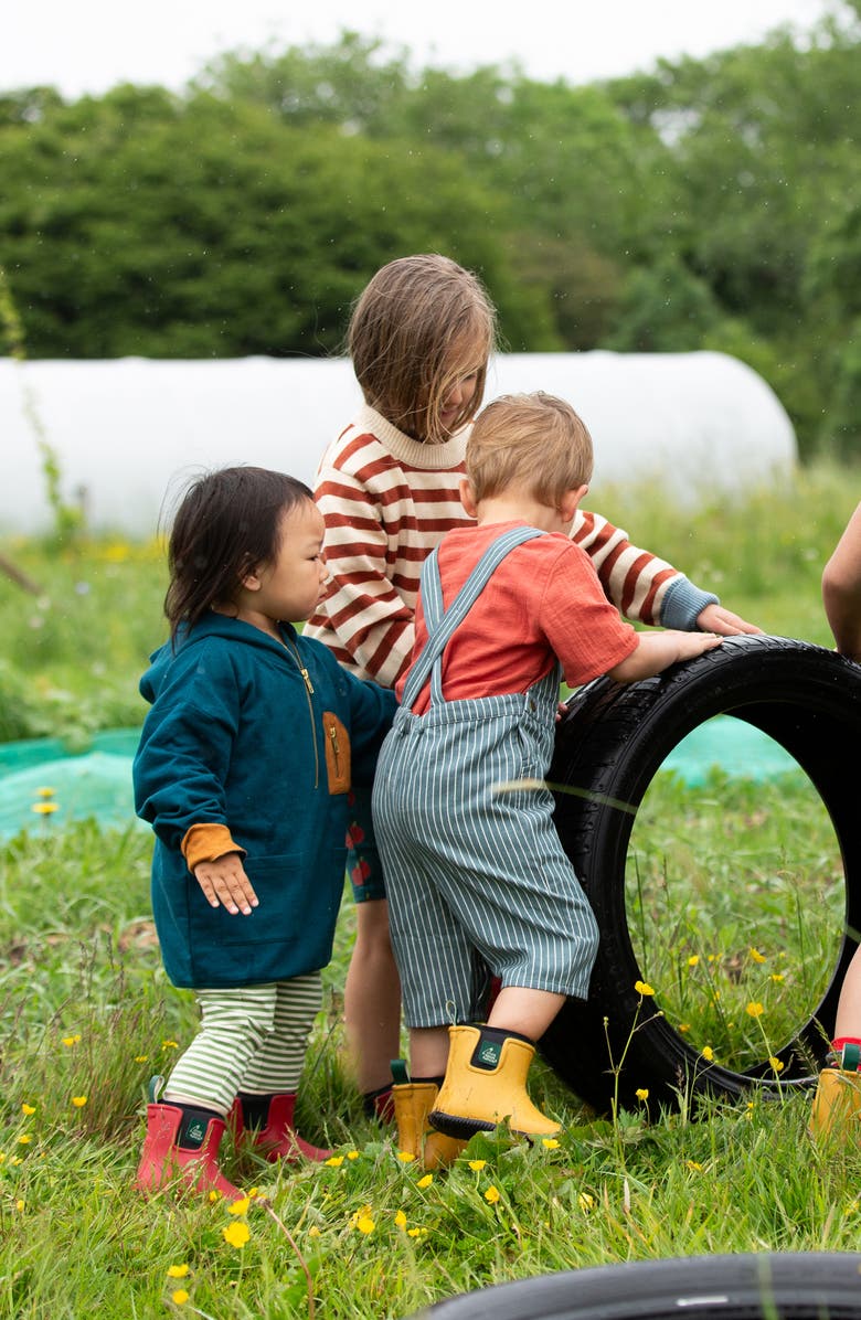 Little Green Radicals Kids' Stripe Organic Cotton Twill Overalls, Alternate, color, Navy