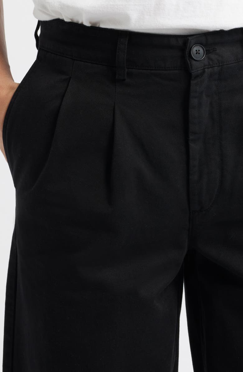 Noah Twill Double Pleat Cotton Pants, Alternate, color, Black