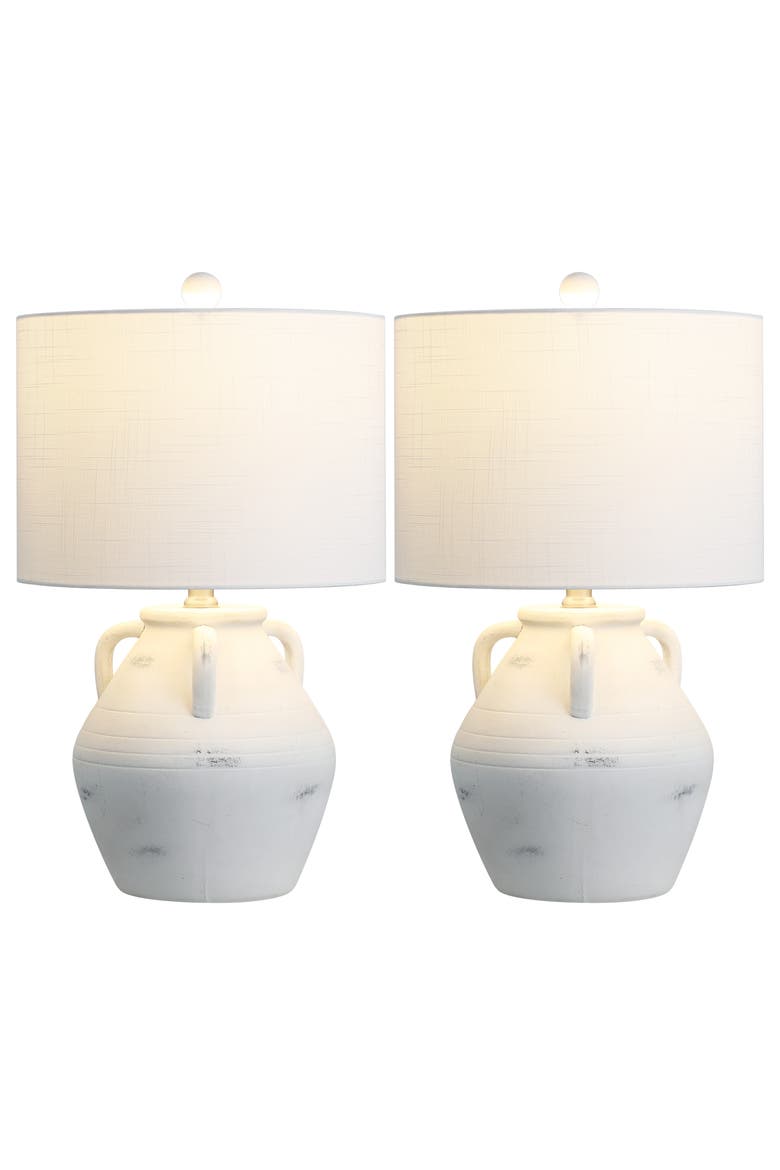 Altea 20.5" Rustic Coastal Pottery Jar LED Table Lamp, Alternate, color, White