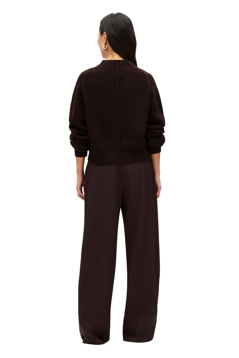 Rib Cropped Cardigan, Alternate, color, Chocolate