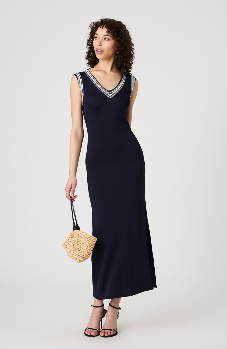 French Connection Sage Sleeveless Maxi Sweater Dress, Alternate, color, Navy-Summer White