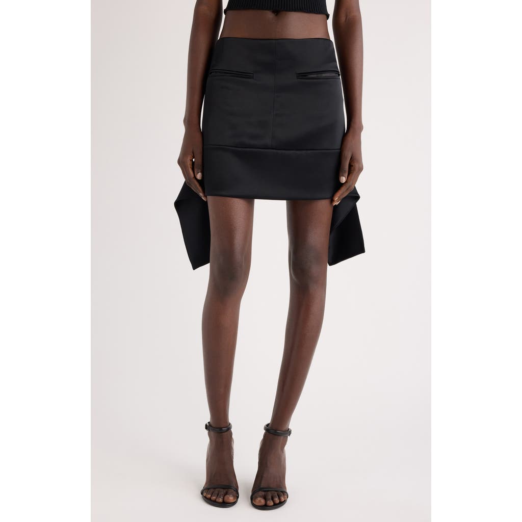 Courrèges Reversed Belt Satin Miniskirt In Black
