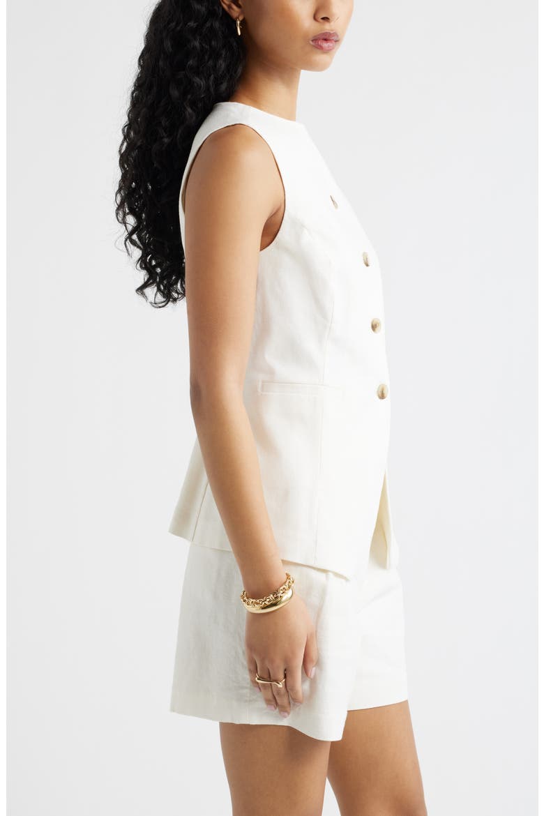 Linen Blend Vest, Alternate, color, WHITE