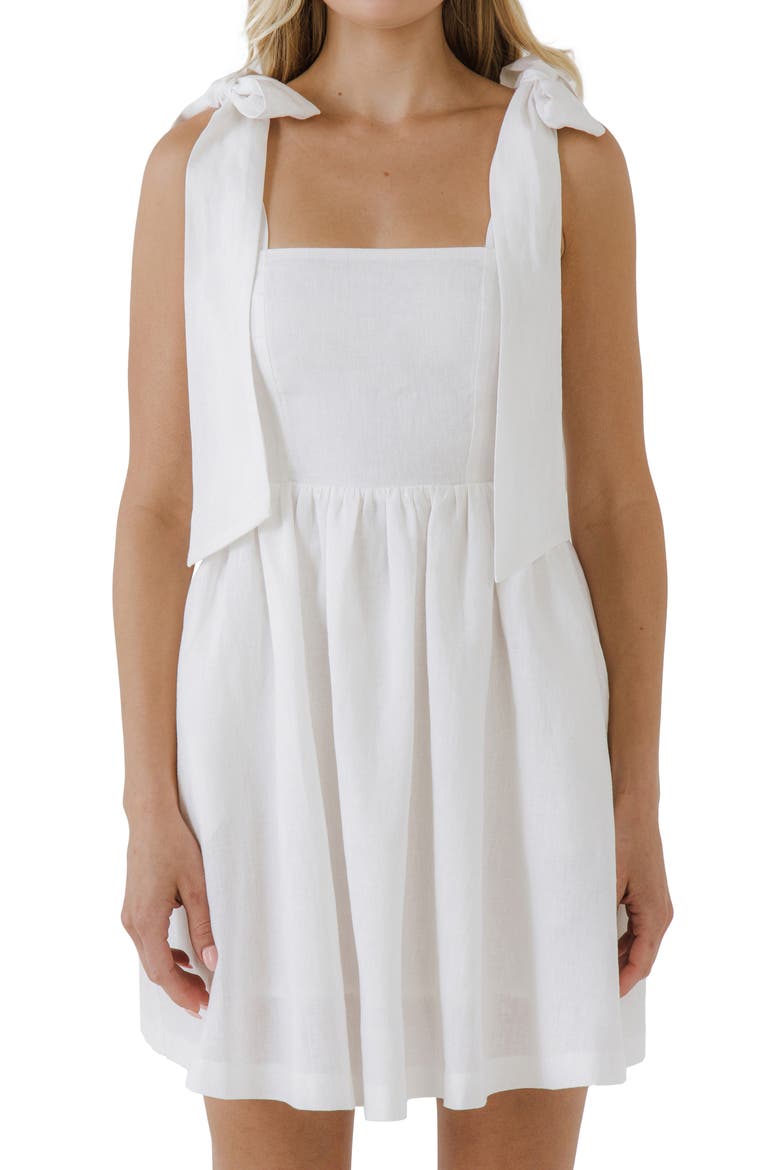 Bow Strap Sundress, Alternate, color, WHITE