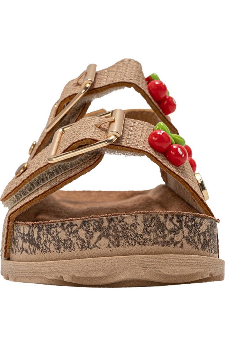 bebe Cherry Footbed Sandal, Alternate, color, Tan