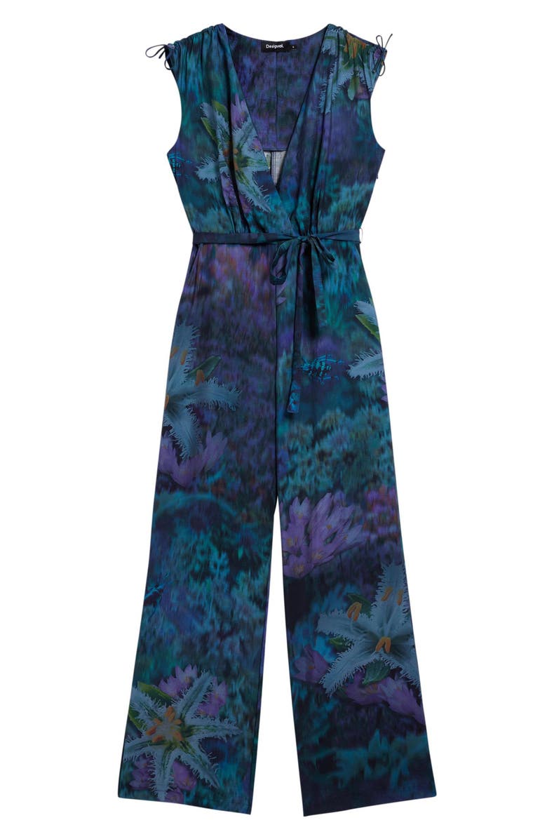 Desigual Abstract Floral Jumpsuit, Alternate, color, Dark Blue