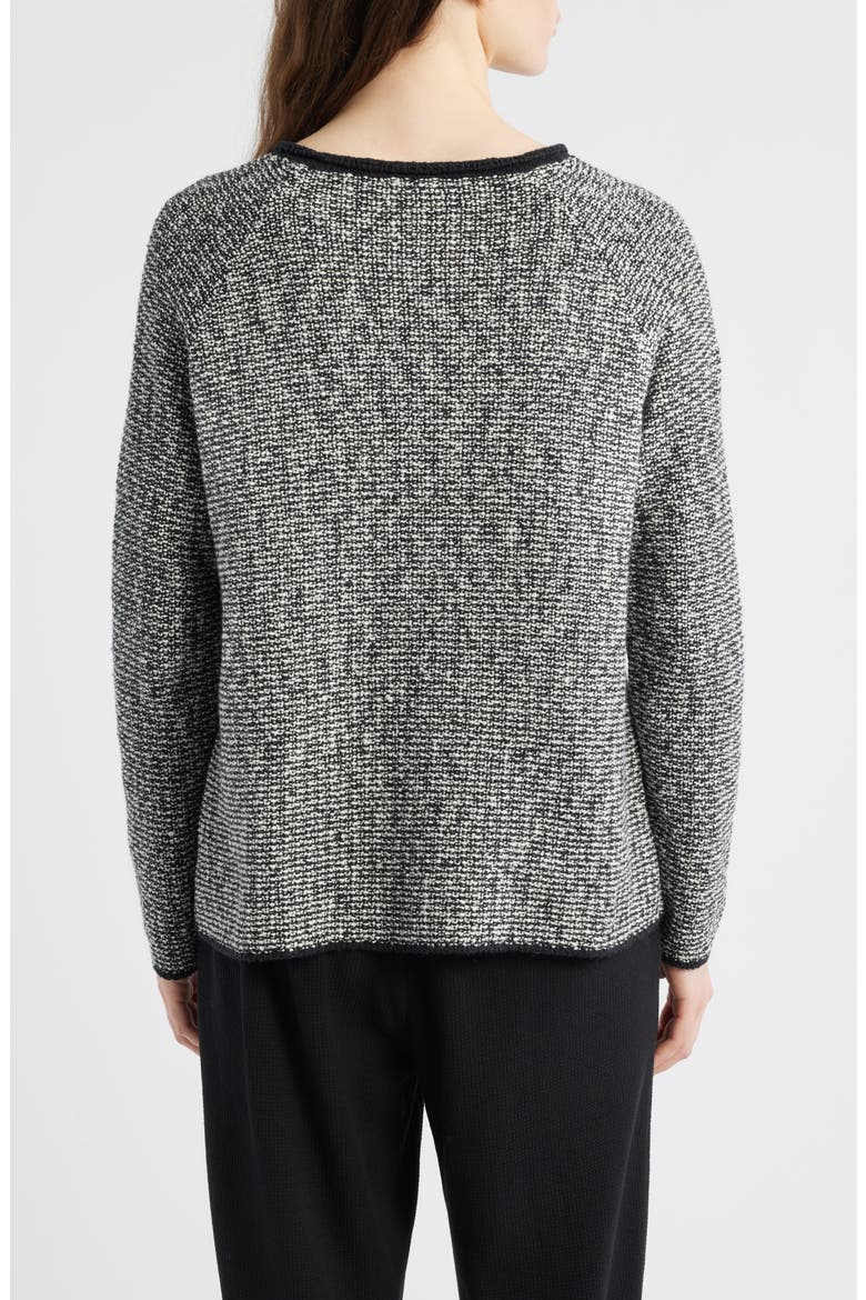 Jewel Neck Marled Knit Sweater, Alternate, color, BLACK/ SOFT WHITE