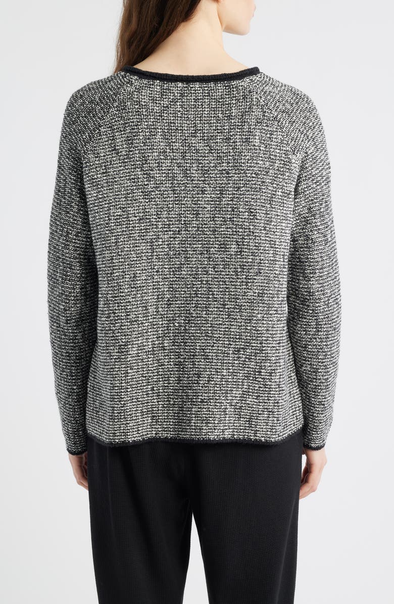 Eileen Fisher Jewel Neck Marled Knit Sweater, Alternate, color, Black/ Soft White