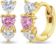 In Season Jewelry Cascading CZ Heart Plated Hoop