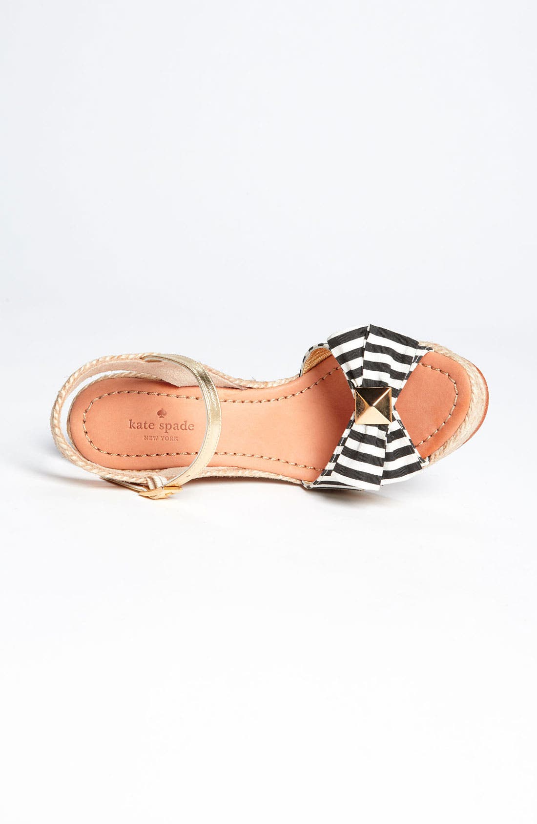 'carmelita' wedge sandal, Alternate, color, BLACK/ WHITE STRIPED GROSGRAIN