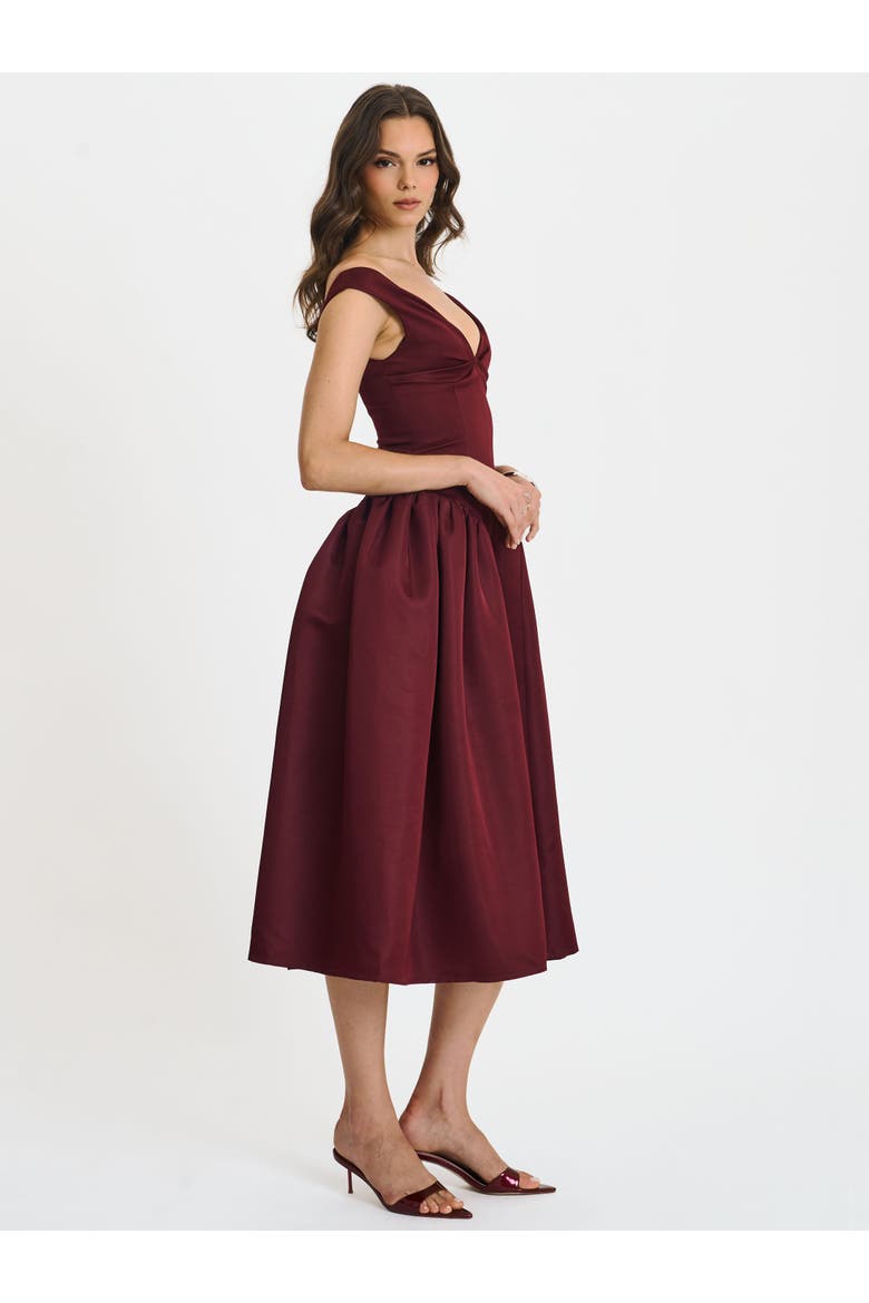 Omella Ruched Bust Sweetheart Flared Maxi Dress, Alternate, color, Burgundy