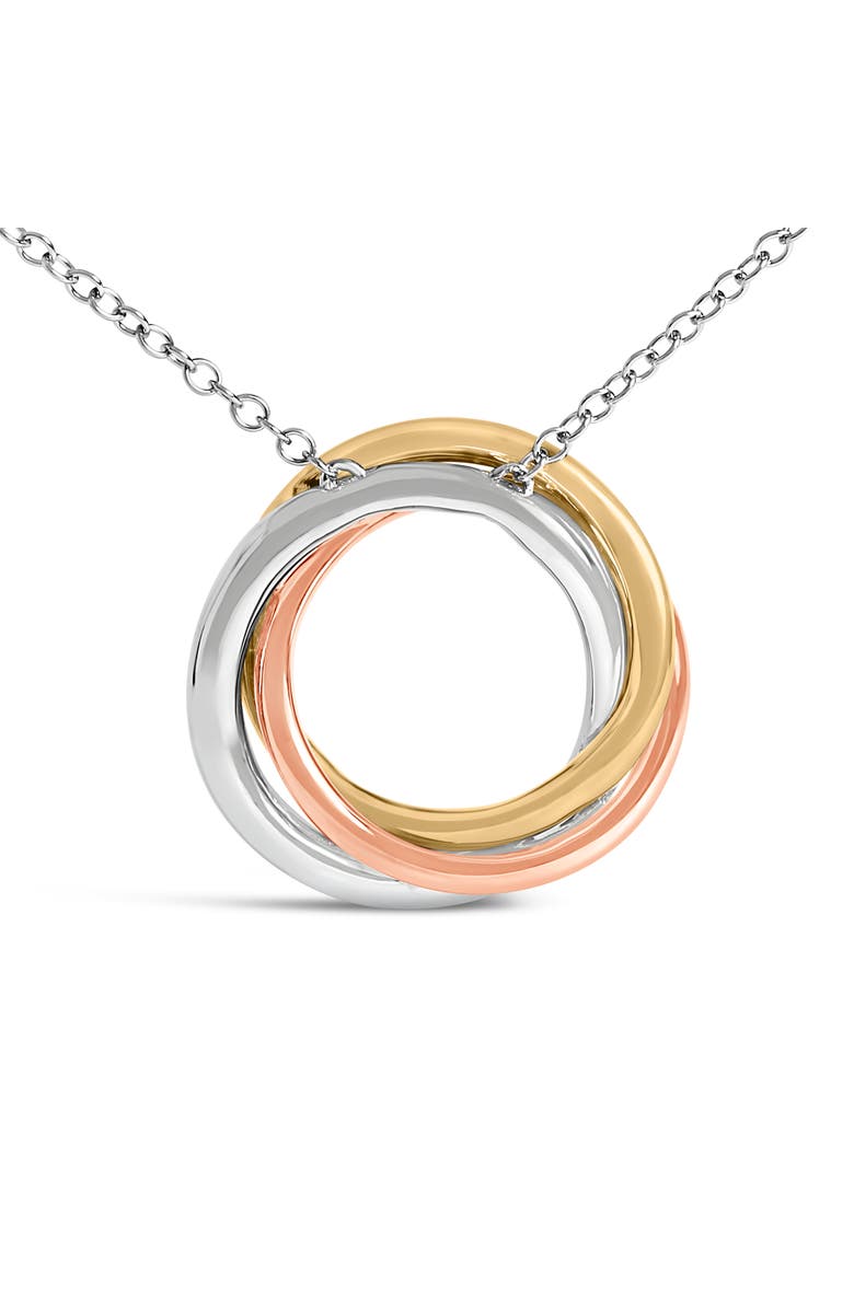 Haus of Brilliance Tri Tone Sterling Silver 1/5 Cttw Diamond Interlocking Circle Pendant Necklace, Alternate, color, Silver