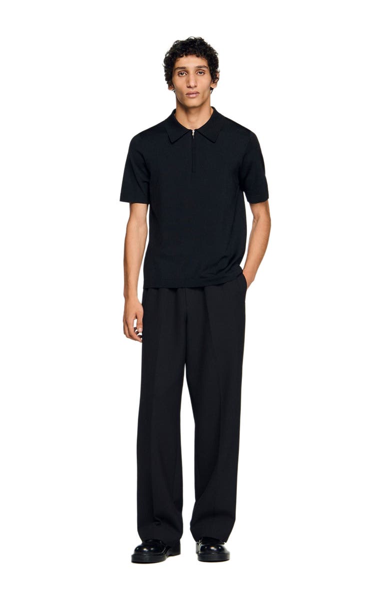 SANDRO Knitted polo with zip collar, Alternate, color, Black